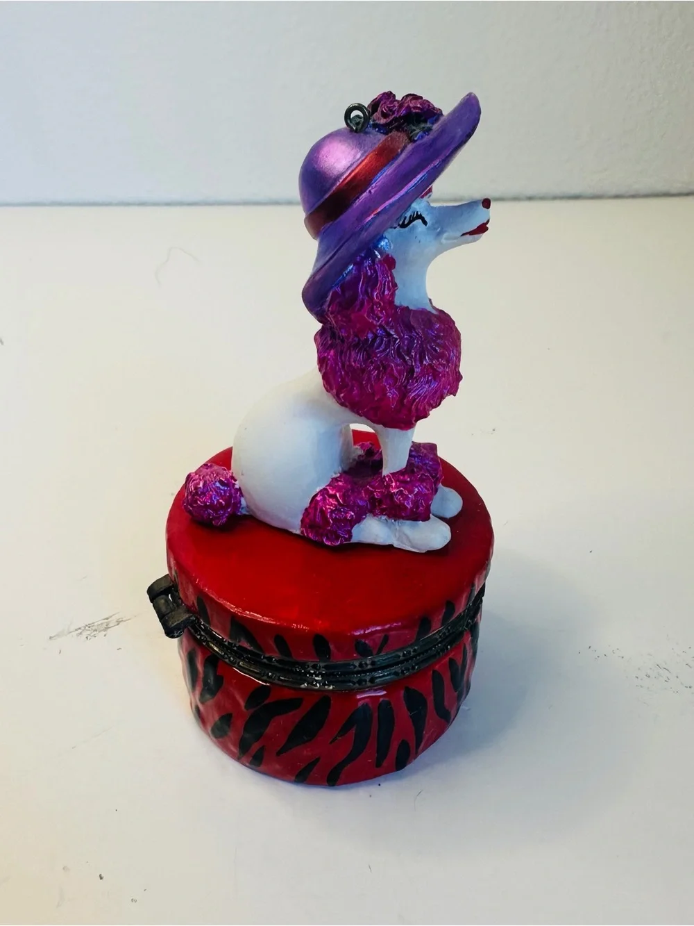 Red Purple Poodle Trinket Box